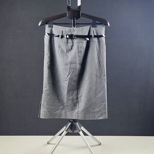 First Option - Women's Pencil Skirt w/patent leather belt - Gray - Size 8